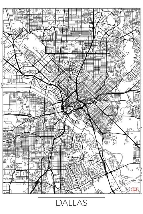 Dallas Minimal Urban Blueprint Map