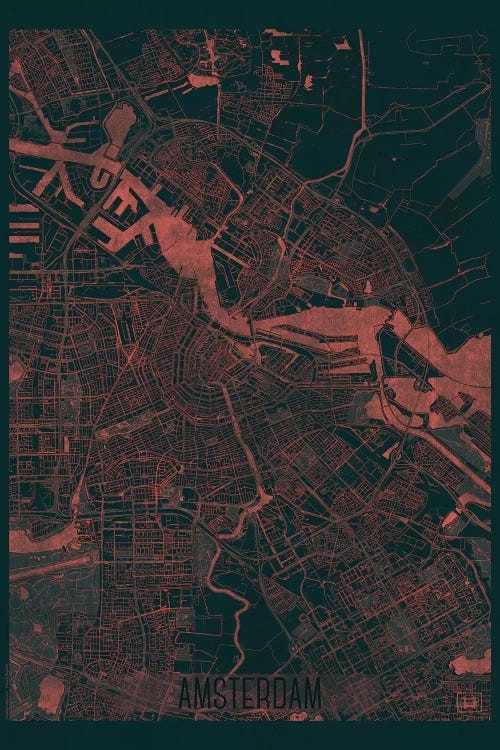 Amsterdam Infrared Urban Blueprint Map