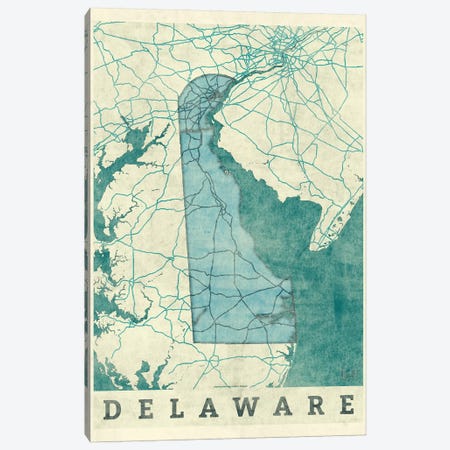 Delaware Map Canvas Print #HUR110} by Hubert Roguski Canvas Artwork