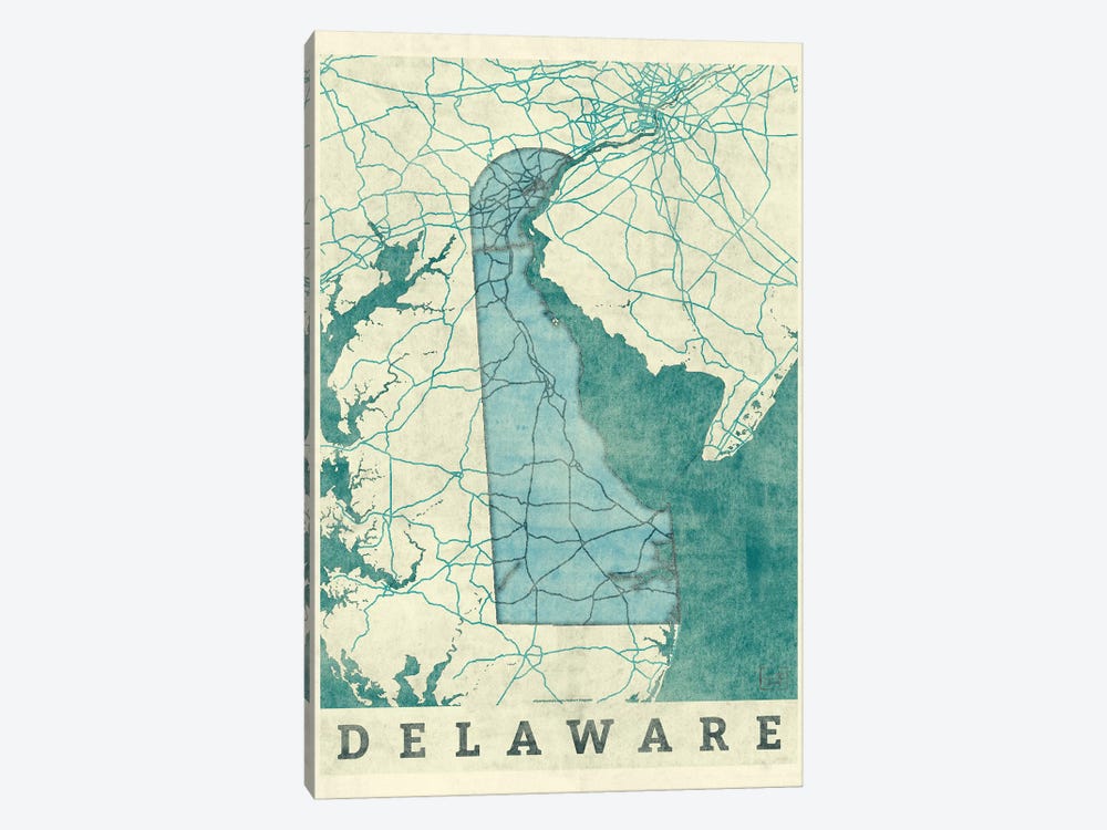 Delaware Map by Hubert Roguski 1-piece Canvas Art