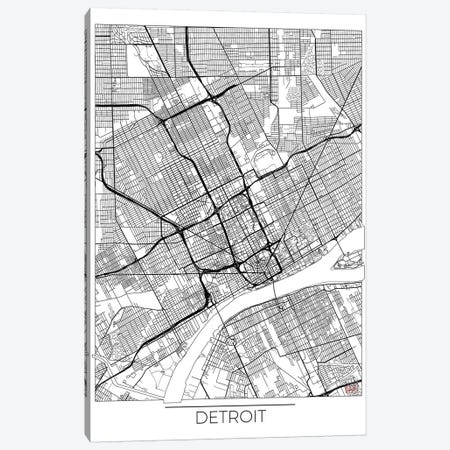 Detroit Minimal Urban Blueprint Map Canvas Print #HUR112} by Hubert Roguski Canvas Art