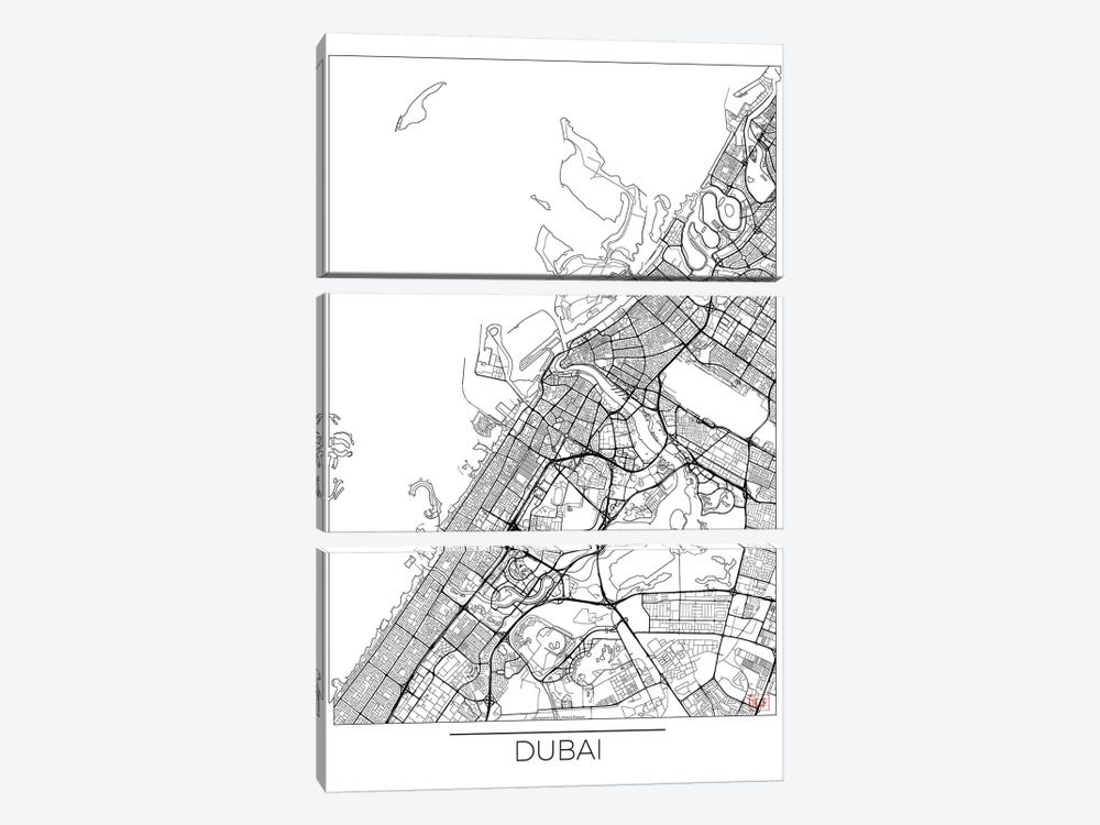 Dubai Minimal Urban Blueprint Map by Hubert Roguski 3-piece Canvas Art Print