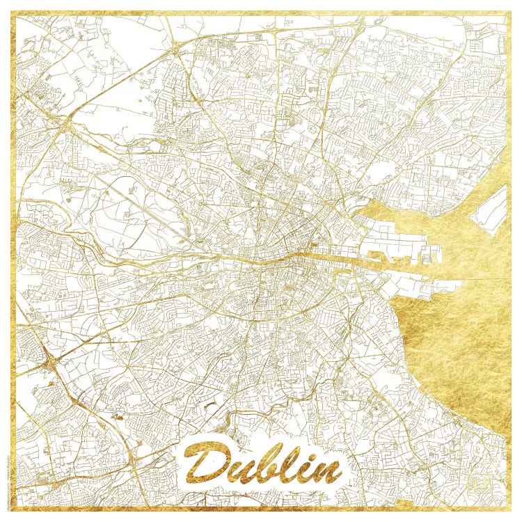 Dublin Gold Leaf Urban Blueprint Map