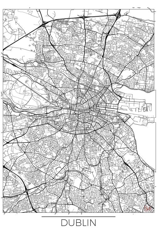 Dublin Minimal Urban Blueprint Map