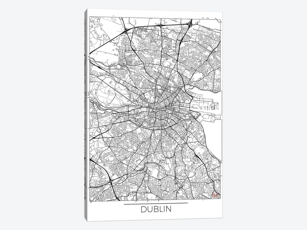 Dublin Minimal Urban Blueprint Map by Hubert Roguski 1-piece Art Print