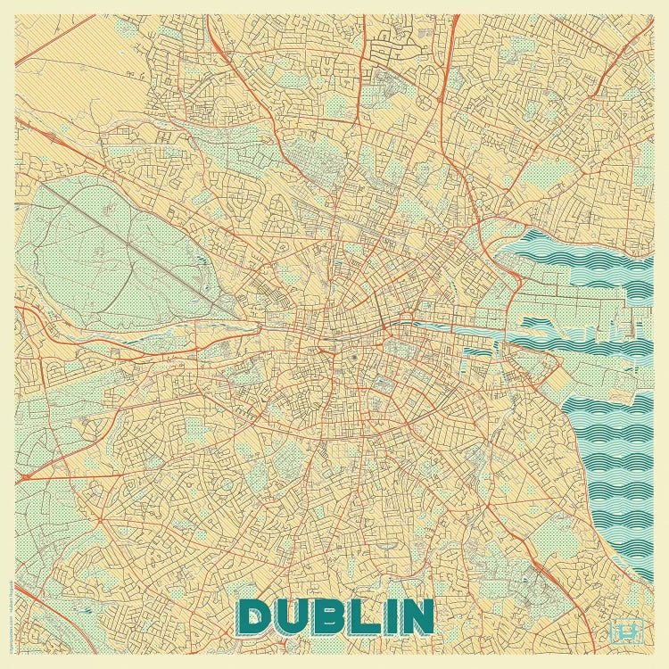 Dublin Retro Urban Blueprint Map