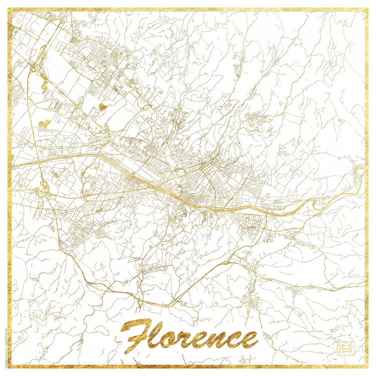 Florence Gold Leaf Urban Blueprint Map