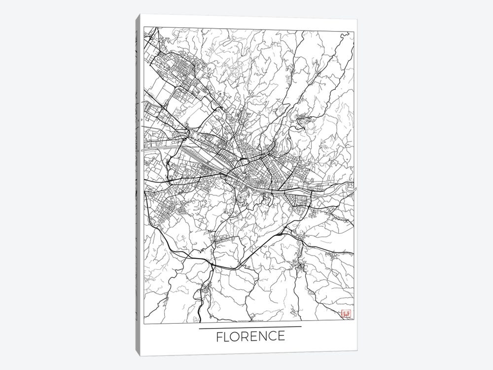 Florence Minimal Urban Blueprint Map by Hubert Roguski 1-piece Canvas Art