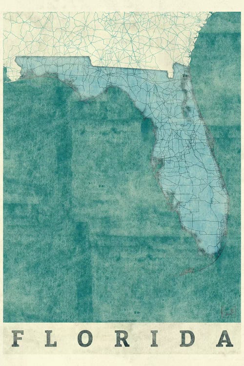 Florida Map by Hubert Roguski wall art