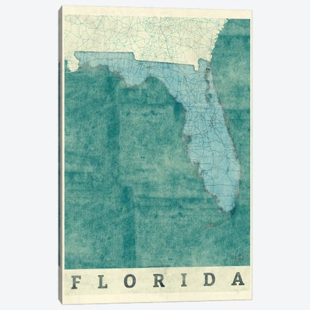 Florida Map Canvas Print #HUR131} by Hubert Roguski Canvas Art