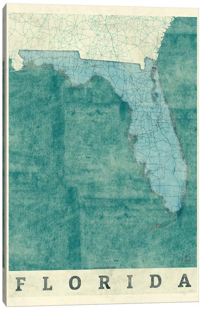 Florida Map Canvas Art Print - Hubert Roguski