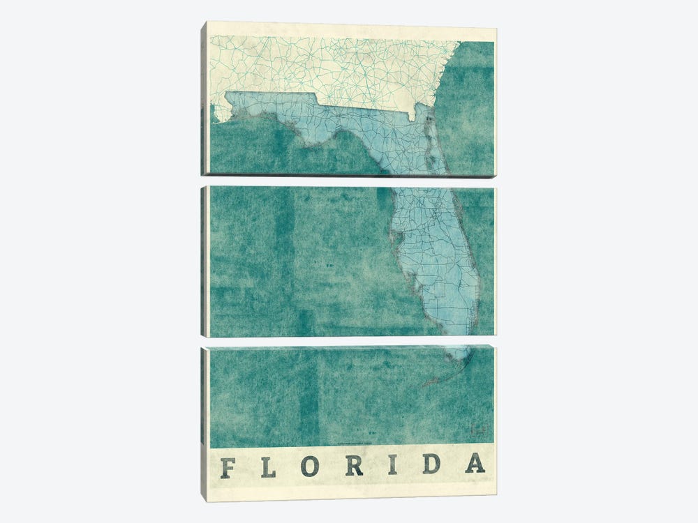 Florida Map by Hubert Roguski 3-piece Art Print