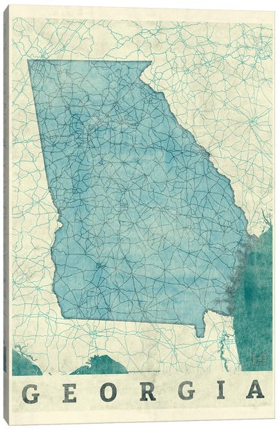 Georgia Map Canvas Art Print - Georgia Art