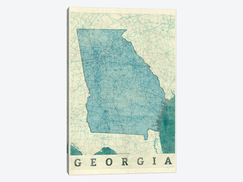 Georgia Map by Hubert Roguski 1-piece Canvas Artwork