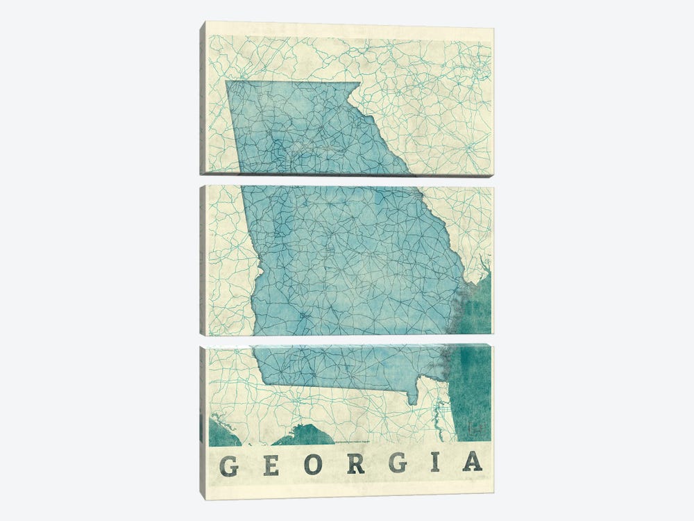 Georgia Map by Hubert Roguski 3-piece Canvas Wall Art