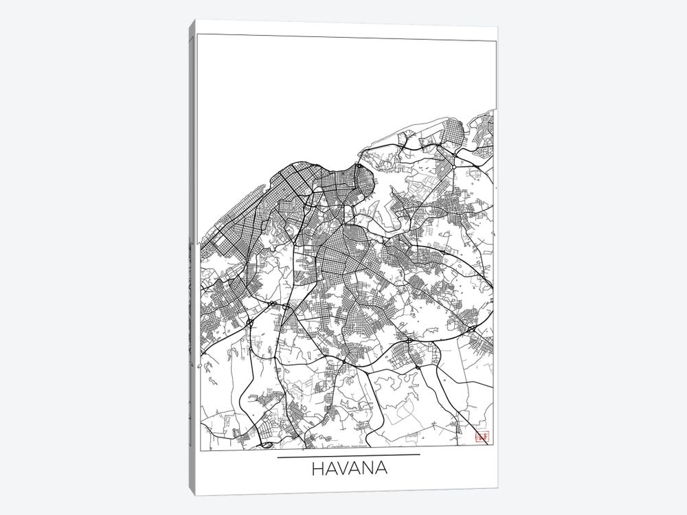 Havana Minimal Urban Blueprint Map 1-piece Canvas Art