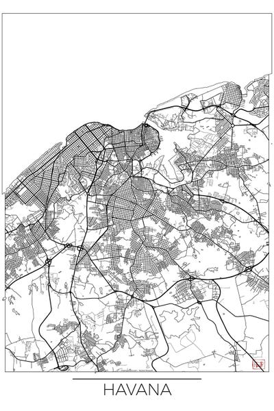 Hubert Roguski: Havana Minimal Urban Blueprint Map by Hubert Roguski