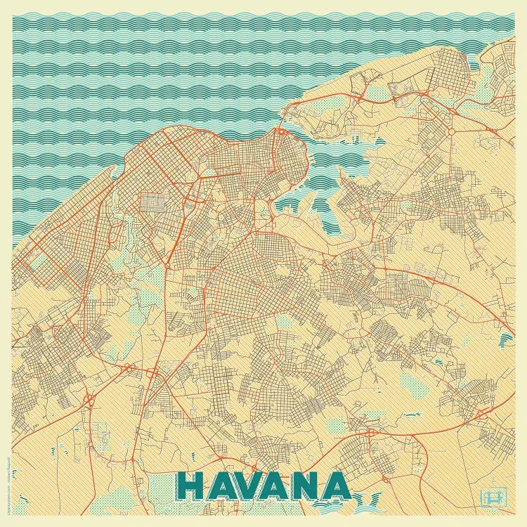 Havana Retro Urban Blueprint Map