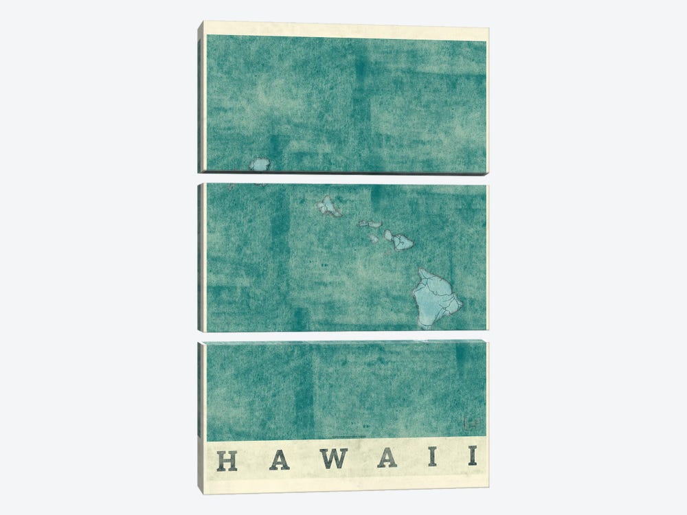 Hawaii Map by Hubert Roguski 3-piece Canvas Artwork