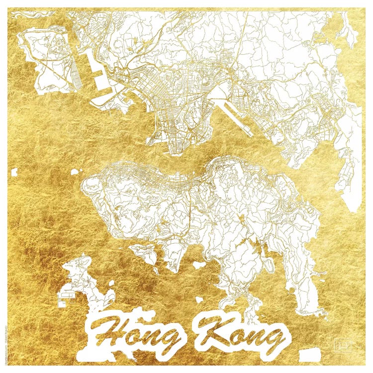 Hong Kong Gold Leaf Urban Blueprint Map