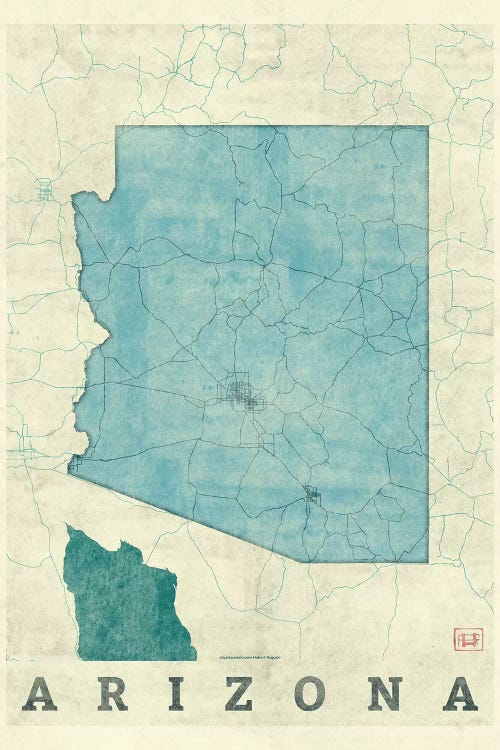 Arizona Map by Hubert Roguski wall art