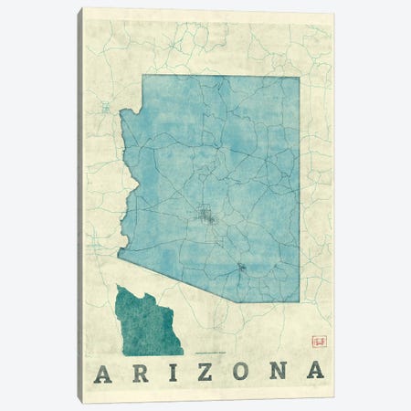 Arizona Map Canvas Print #HUR13} by Hubert Roguski Canvas Artwork