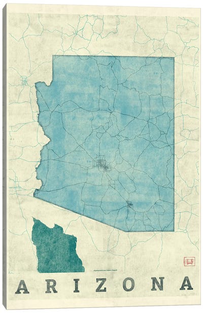 Arizona Map Canvas Art Print - Arizona Art