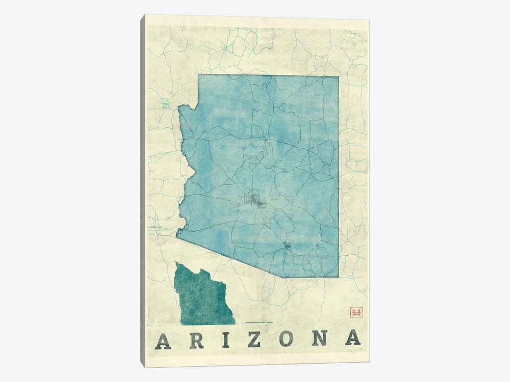 Arizona Map by Hubert Roguski 1-piece Canvas Art