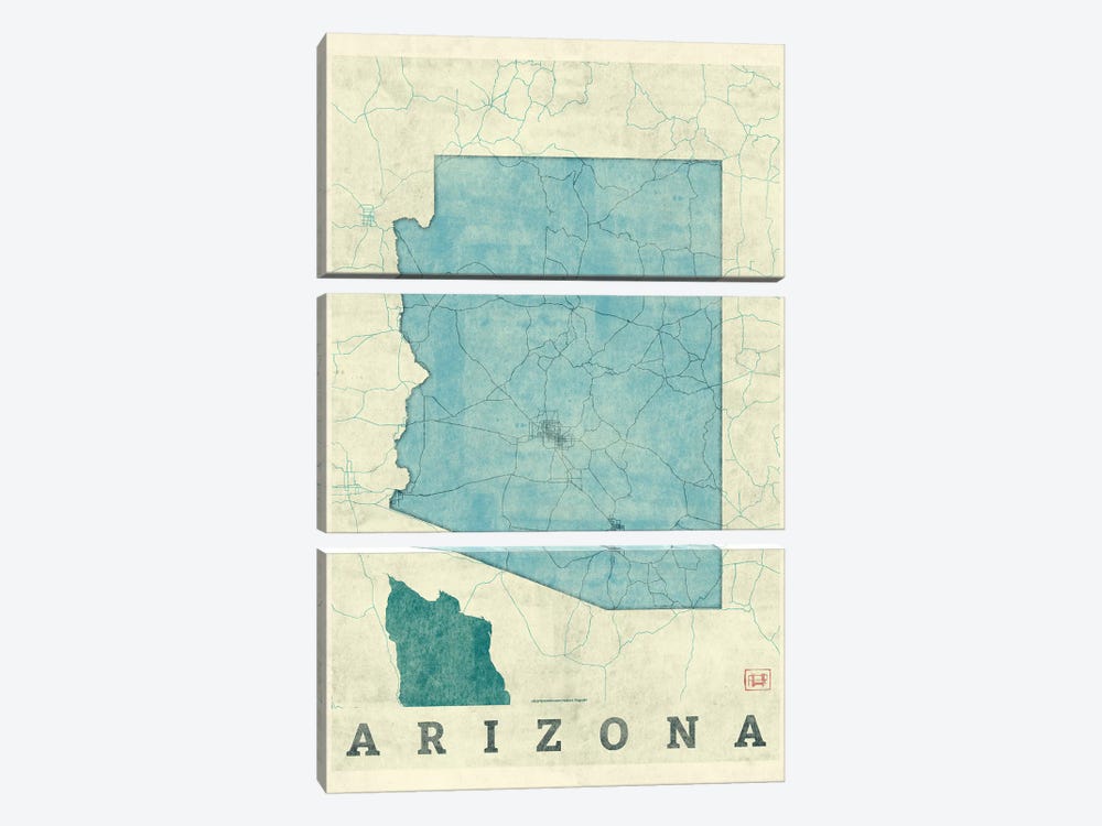 Arizona Map by Hubert Roguski 3-piece Canvas Art