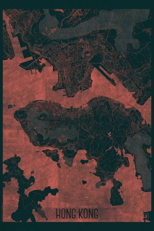 Hong Kong Infrared Urban Blueprint Map