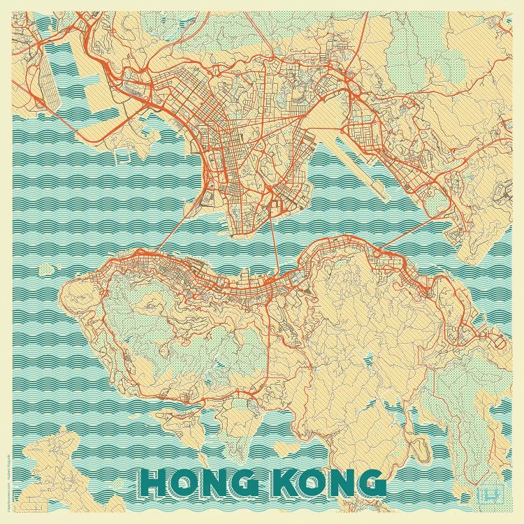 Hong Kong Retro Urban Blueprint Map