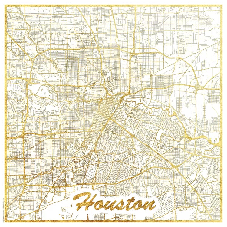 Houston Gold Leaf Urban Blueprint Map