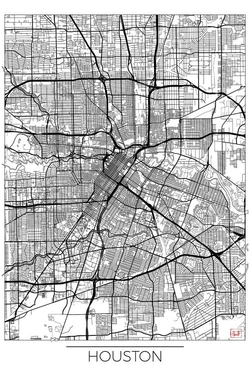 Houston Minimal Urban Blueprint Map by Hubert Roguski canvas print