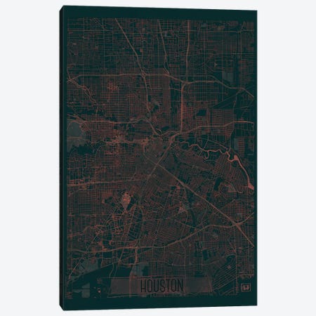 Houston Infrared Urban Blueprint Map Canvas Print #HUR146} by Hubert Roguski Canvas Art