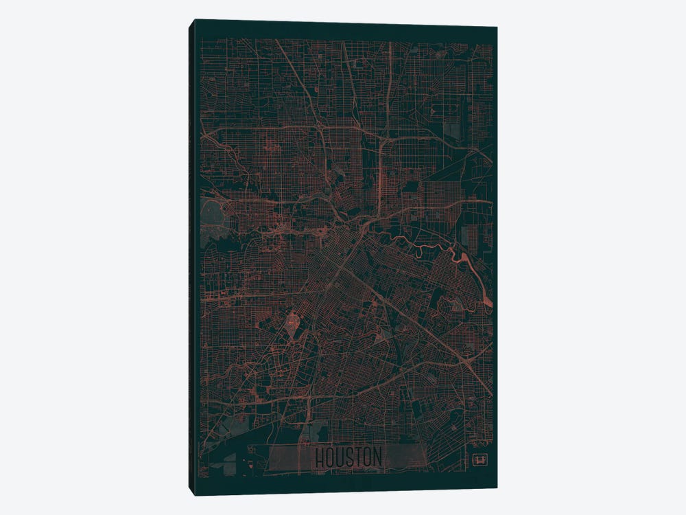 Houston Infrared Urban Blueprint Map by Hubert Roguski 1-piece Art Print