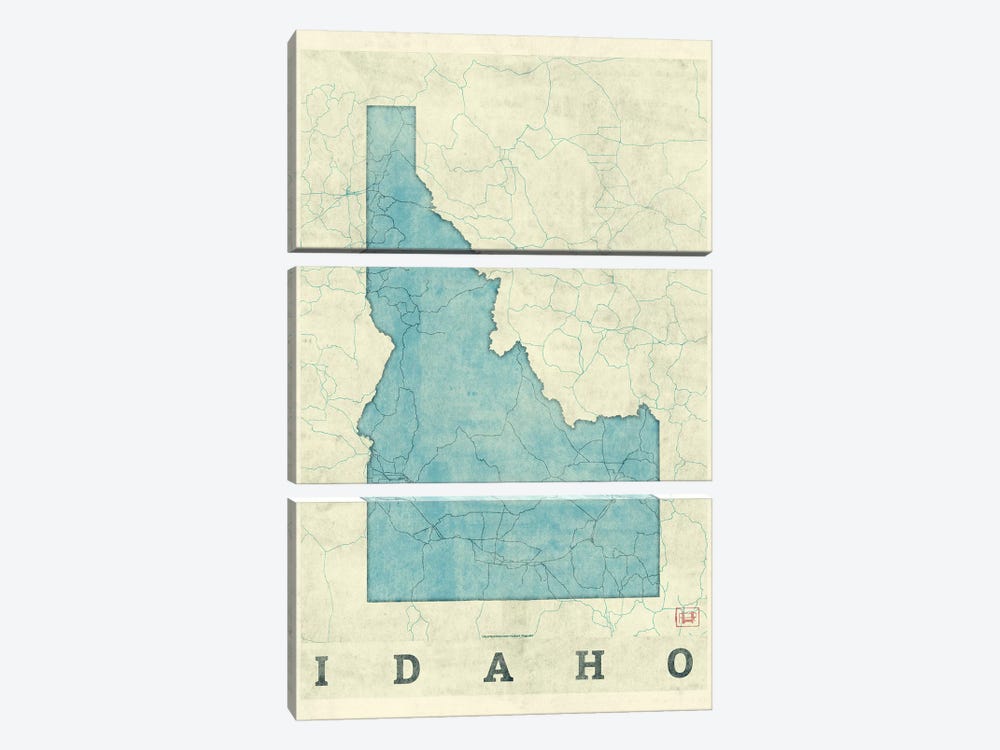 Idaho Map 3-piece Canvas Artwork