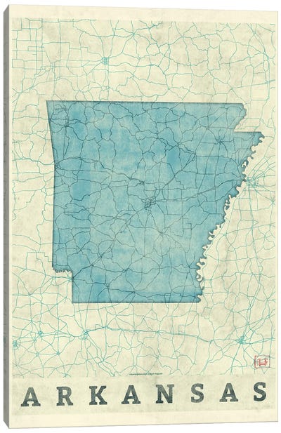 Arkansas Map Canvas Art Print - Hubert Roguski