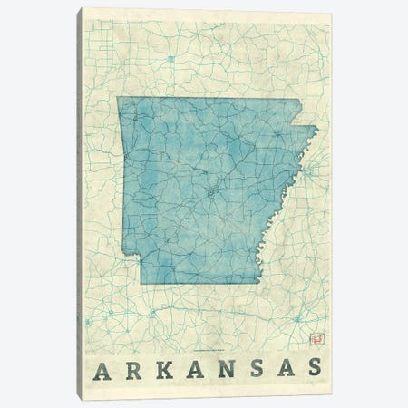 Arkansas Map Canvas Print #HUR14} by Hubert Roguski Art Print