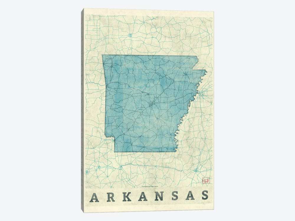 Arkansas Map by Hubert Roguski 1-piece Canvas Print
