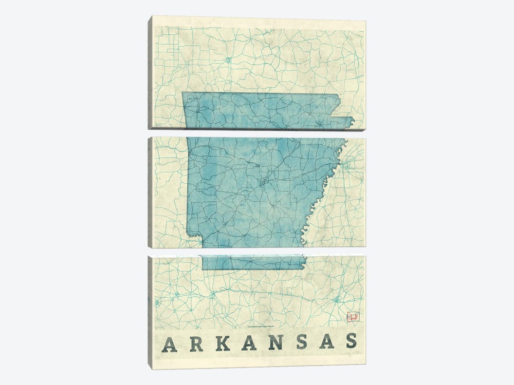 Arkansas Map by Hubert Roguski 3-piece Canvas Art Print