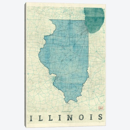 Illinois Map Canvas Print #HUR150} by Hubert Roguski Canvas Artwork