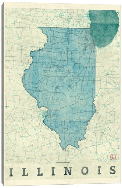 Illinois Map Canvas Art Print - Hubert Roguski