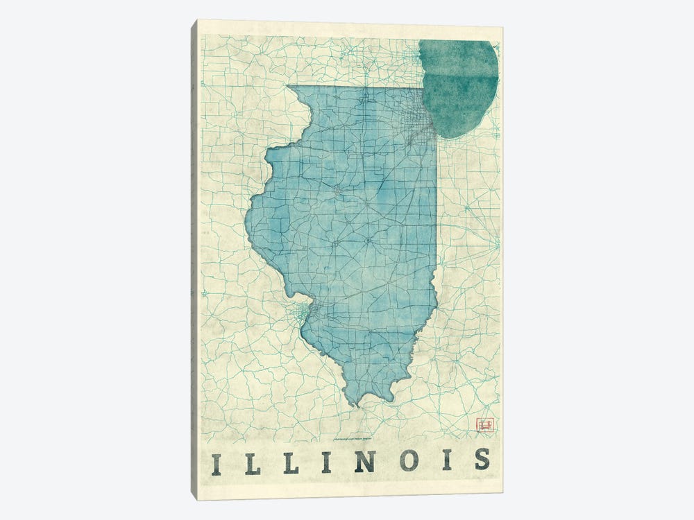 Illinois Map 1-piece Canvas Artwork