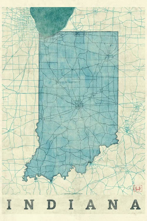 Indiana Map by Hubert Roguski wall art