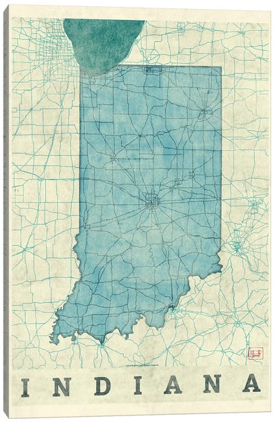 Indiana Map Canvas Art Print - Hubert Roguski