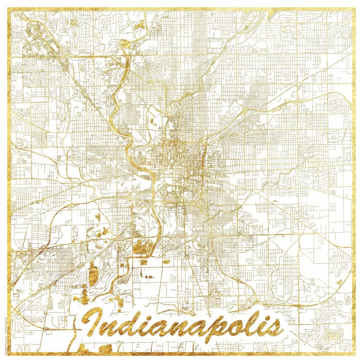 Indianapolis Gold Leaf Urban Blueprint Map