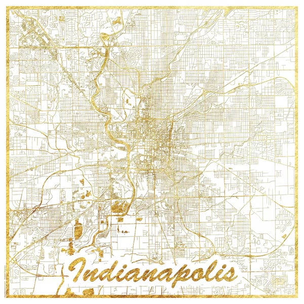 Indianapolis: Indianapolis Gold Leaf Urban Blueprint Map by Hubert Roguski