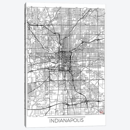 Indianapolis Minimal Urban Blueprint Map Canvas Print #HUR153} by Hubert Roguski Canvas Art