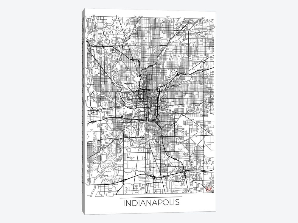 Indianapolis Minimal Urban Blueprint Map by Hubert Roguski 1-piece Art Print