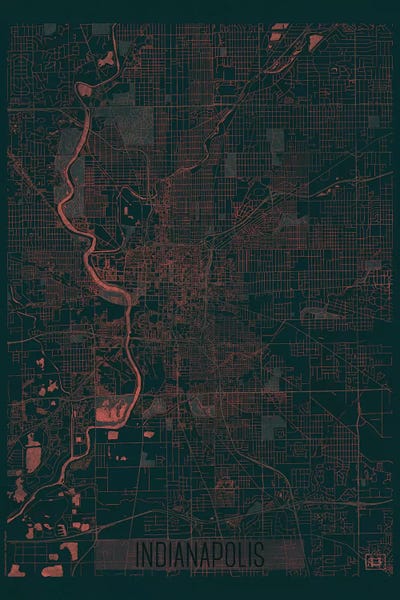 Indianapolis: Indianapolis Infrared Urban Blueprint Map by Hubert Roguski